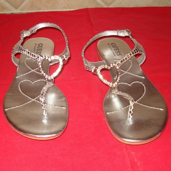 Used - Guess Marciano Silver Thong Sandal - Size 6 - Picture 1 of 6